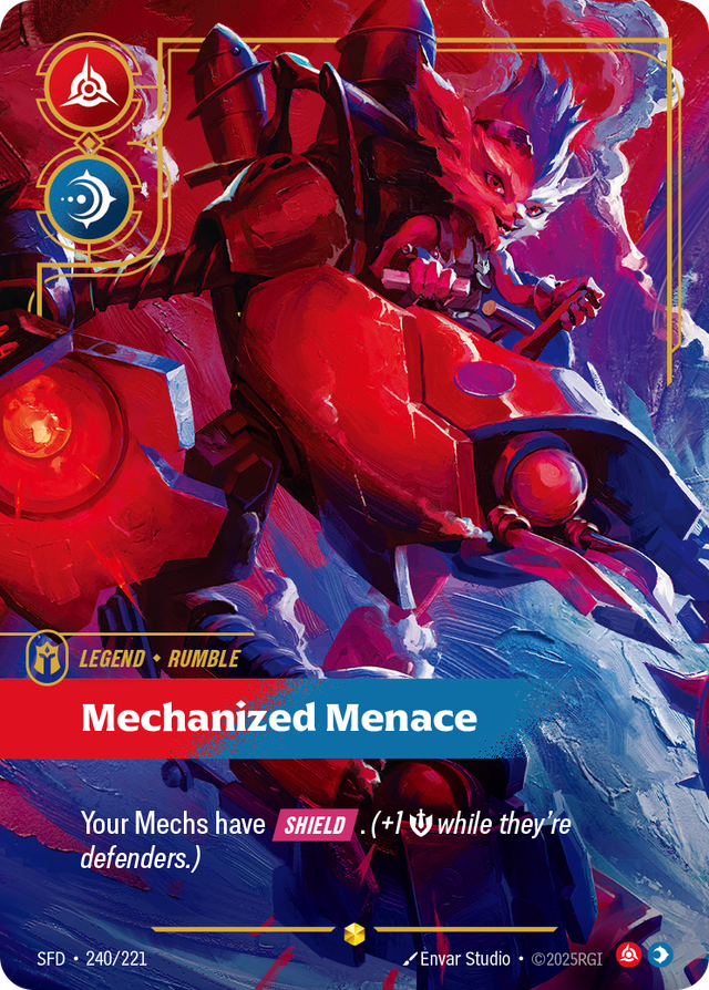 Riftbound Legend: Mechanized Menace. Your Mechs have [Shield]. (+1 [S] while they're defenders.)
