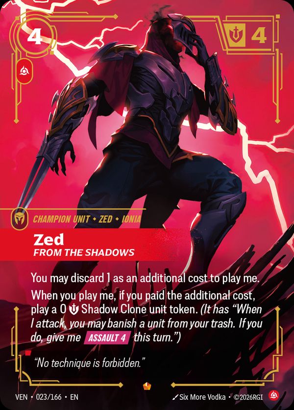 Zed, From the Shadows — Riftbound card