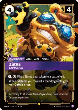 Ziggs, Explosive — Riftbound Showcase card RAD 112a