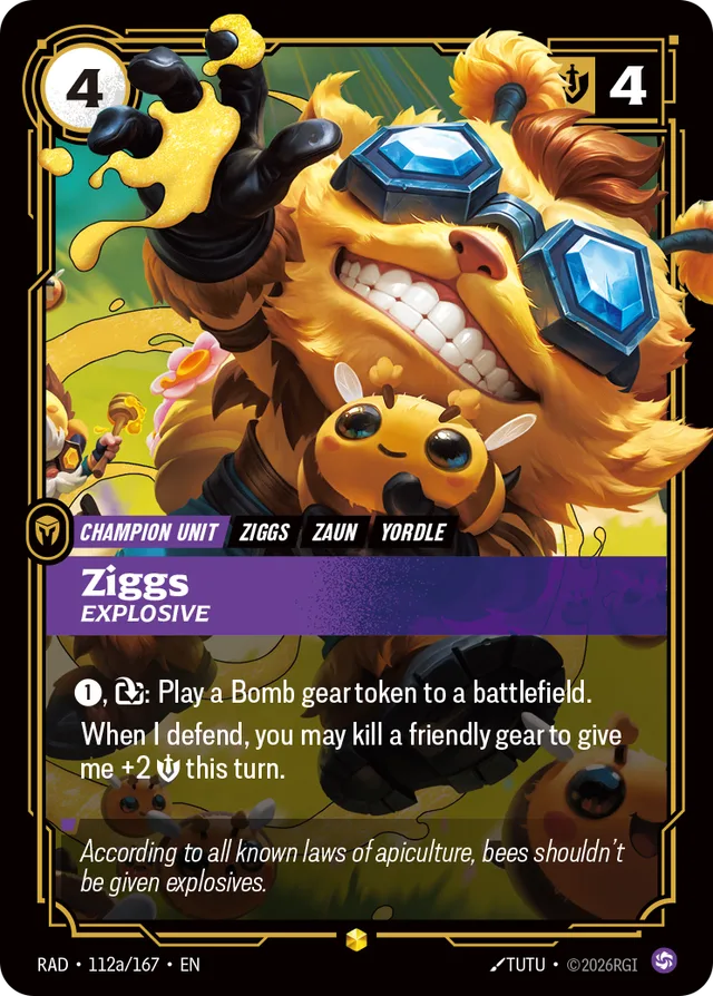 Ziggs, Explosive (Alternate Art) Riftbound card (RAD-112a/167)