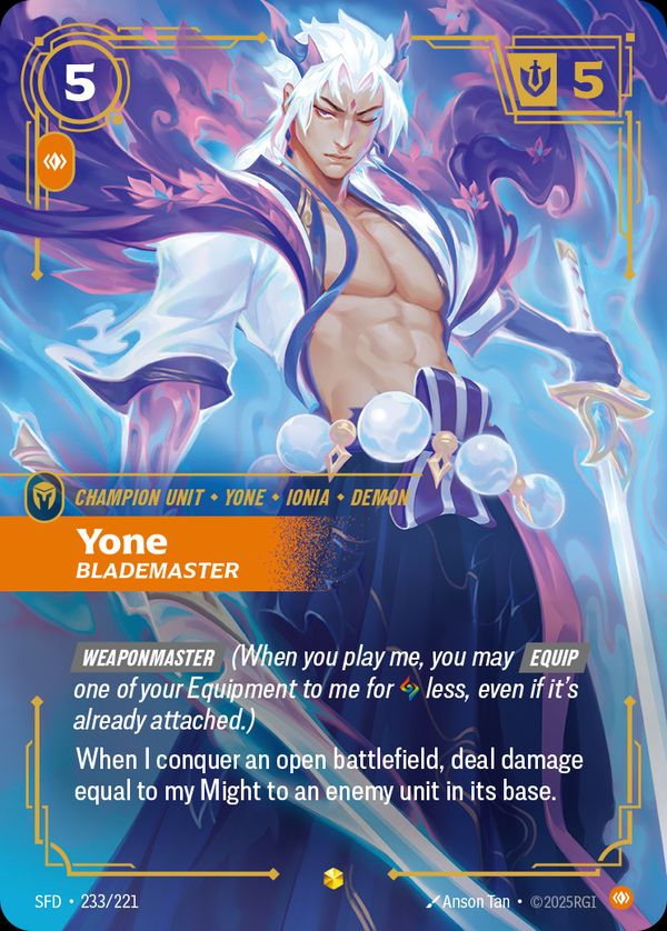 Yone, Blademaster (Overnumbered) — Riftbound card