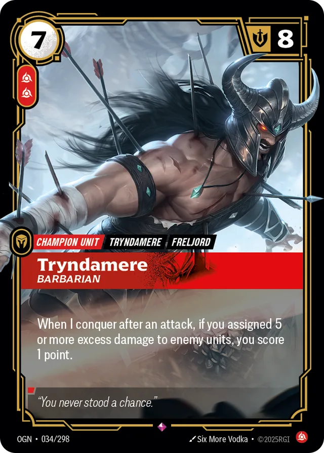 Tryndamere, Barbarian Riftbound card (OGN-034/298)