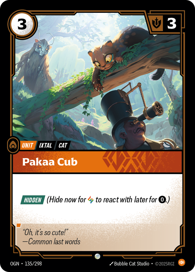 Riftbound Unit: Pakaa Cub. [Hidden] (Hide now for [A] to react with later for [0].)