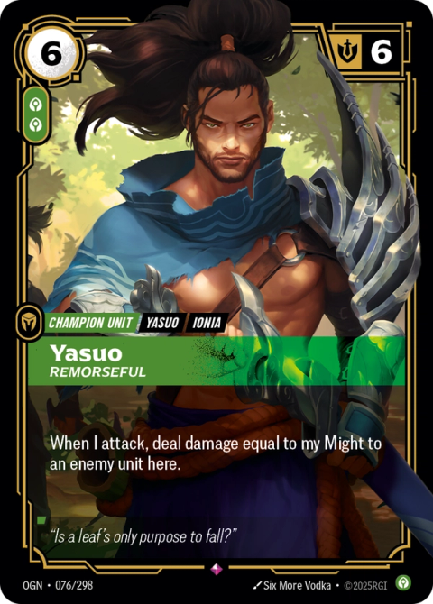 Yasuo - Remorseful — Origins #076, art by Six More Vodka