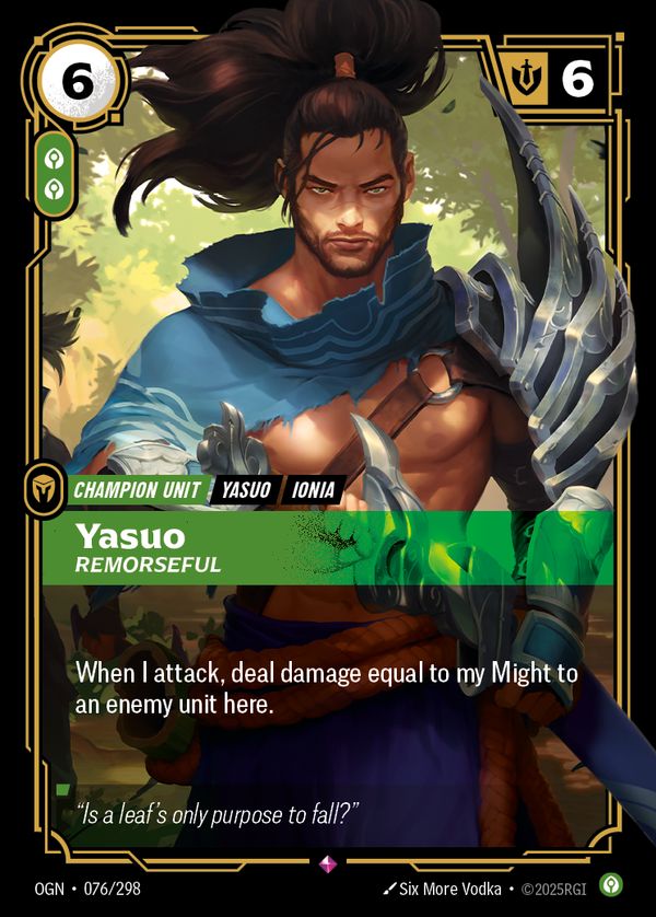 Yasuo, Remorseful — Riftbound card