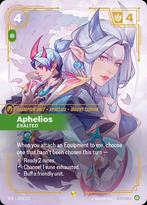 Aphelios, Exalted (Overnumbered) — Riftbound card