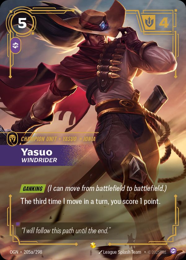 Yasuo, Windrider (Alternate Art) — Riftbound card