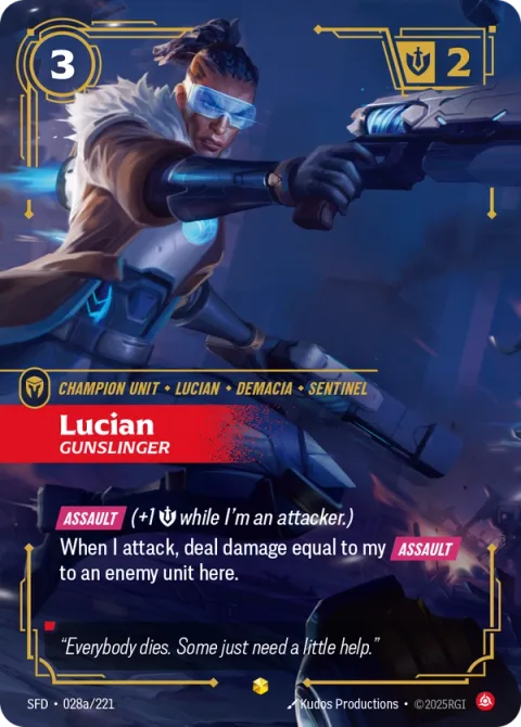 Lucian, Gunslinger (루시안) SFD-028a 영어판 카드 이미지