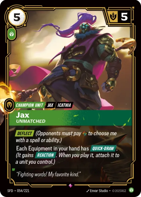 Jax, Unmatched, SFD-054/221