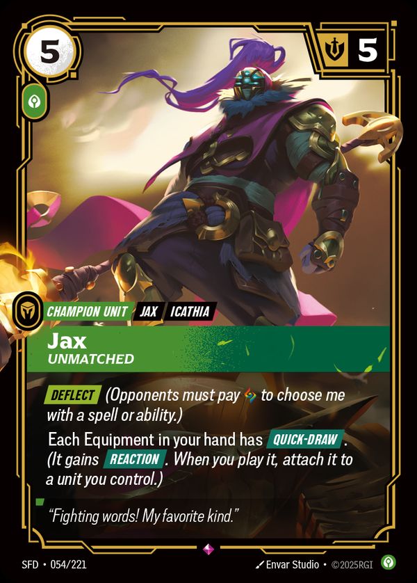 Jax, Unmatched — Riftbound card