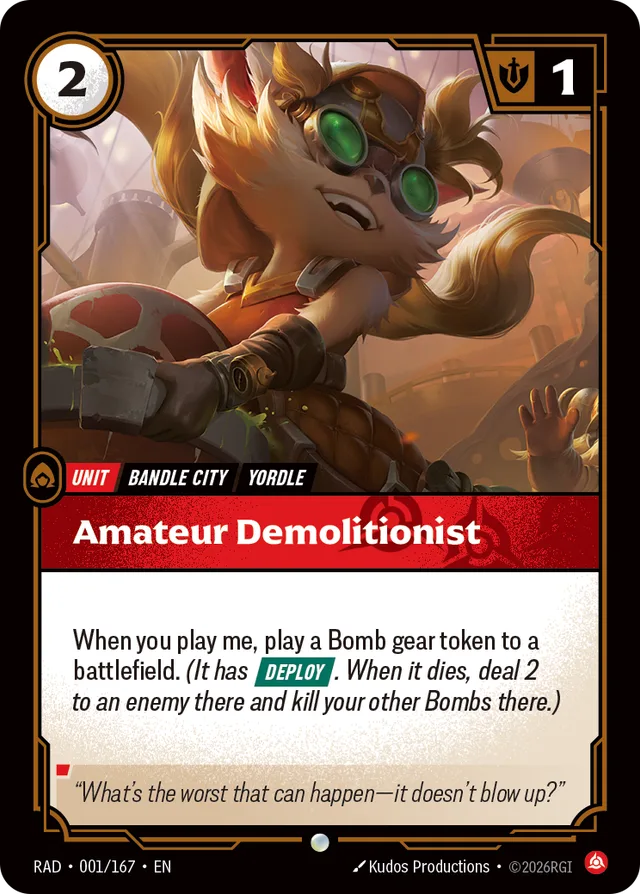 Amateur Demolitionist Riftbound card (RAD-001/167)