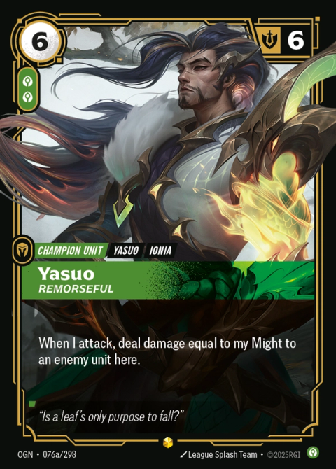 Yasuo - Remorseful (Alternate Art) — Origins #076a, art by League Splash Team