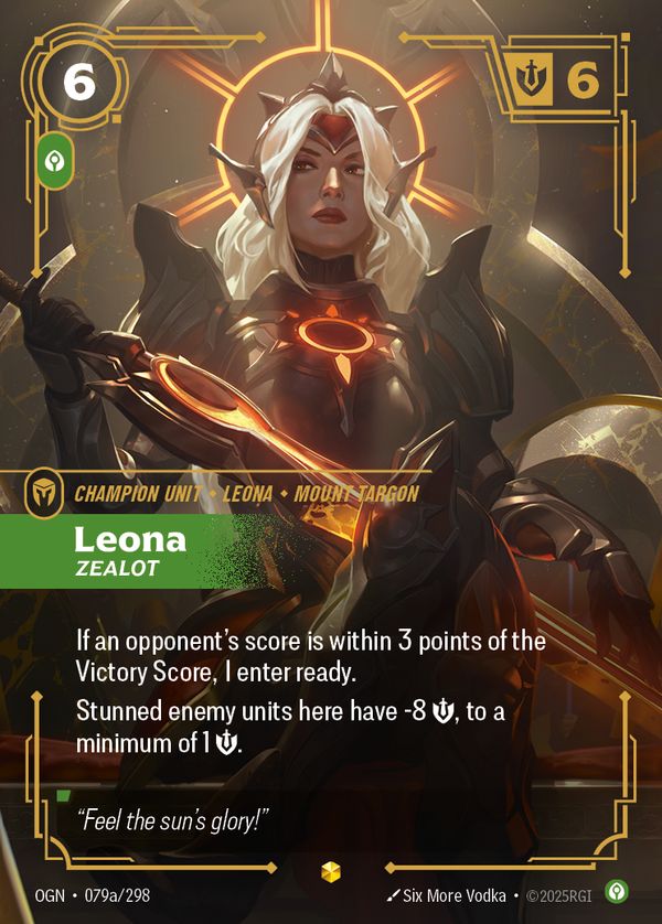 Leona, Zealot (Alternate Art) — Riftbound card