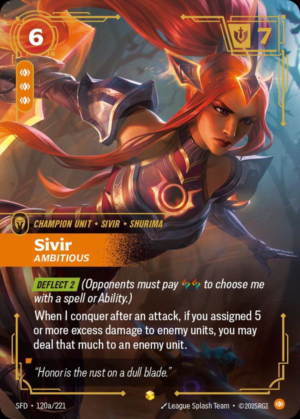 Sivir, Ambitious (Alternate Art) — Riftbound card