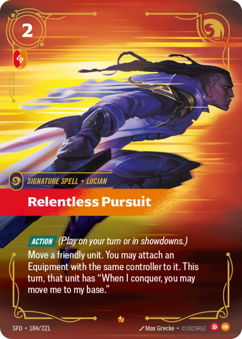 Relentless Pursuit — Spiritforged #184, art by Max Grecke