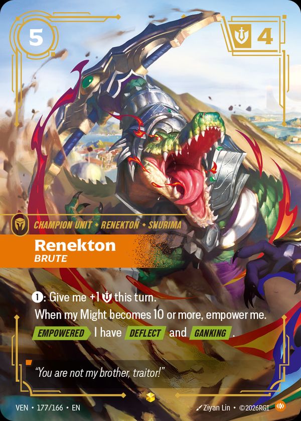 Renekton, Brute (Overnumbered) — Riftbound card
