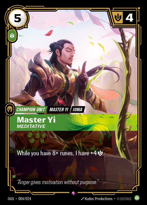Master Yi, Meditative — Riftbound card