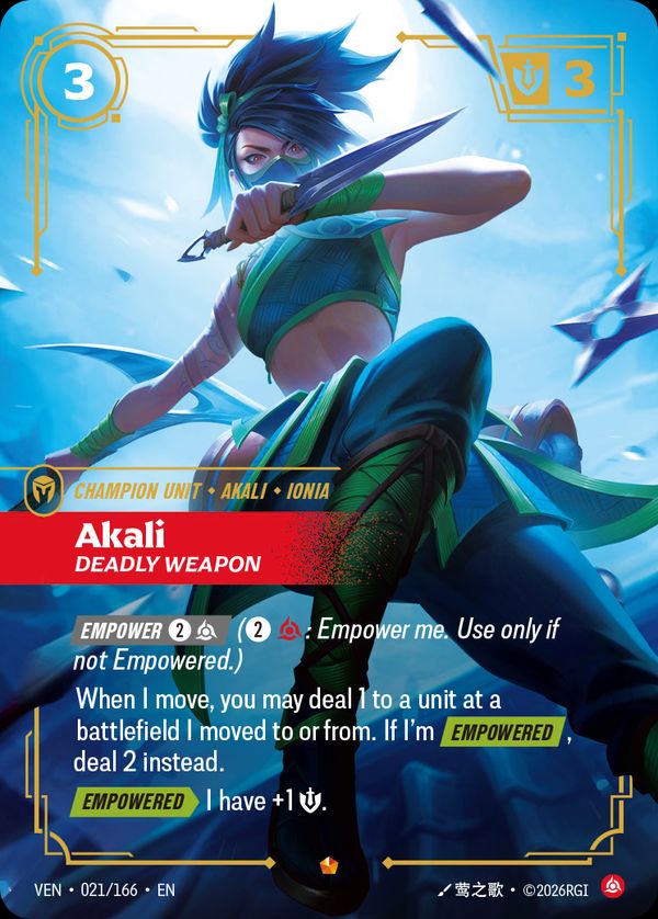 Akali, Deadly Weapon — Riftbound card