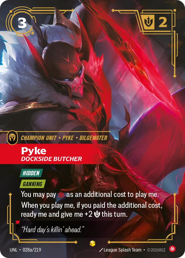 Pyke, Dockside Butcher (Alternate Art) Riftbound card (UNL-028a/219)