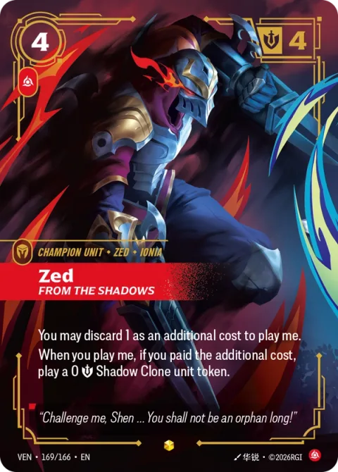 Zed, From the Shadows (제드) VEN-169 영어판 카드 이미지