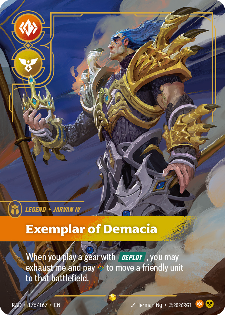 Jarvan IV, Exemplar of Demacia — Riftbound overnumbered card RAD 176