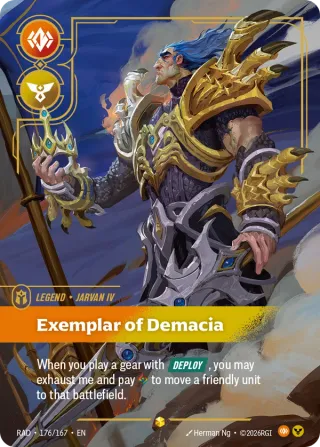 Jarvan IV, Exemplar of Demacia — Riftbound overnumbered card RAD 176