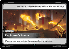 Riftbound Battlefield: Reckoner's Arena. When you hold here, activate the conquer effects of units here.