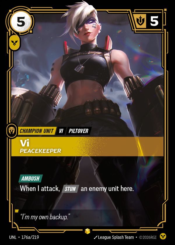 Vi, Peacekeeper (Alternate Art) — Riftbound card