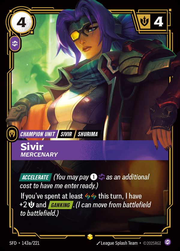 Sivir, Mercenary (Alternate Art) — Riftbound card