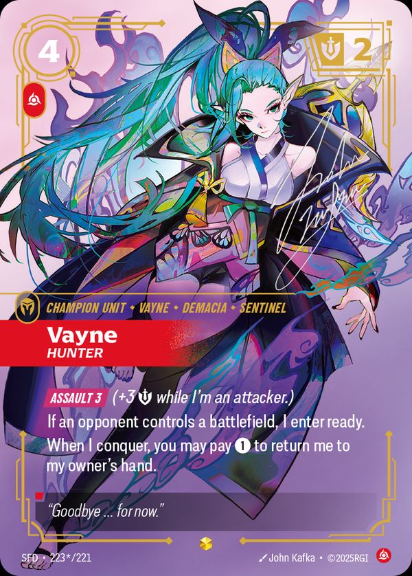 Vayne, Hunter (Signature) — Riftbound card