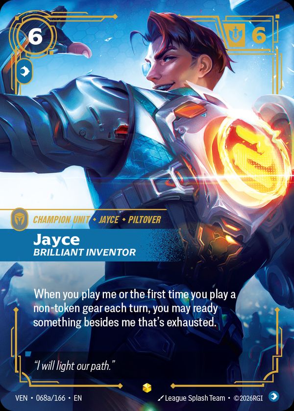 Jayce, Brilliant Inventor (Alternate Art) — Riftbound card