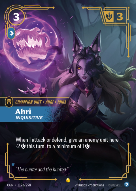 Ahri - Inquisitive (Alternate Art) — Origins #119a, art by Kudos Productions
