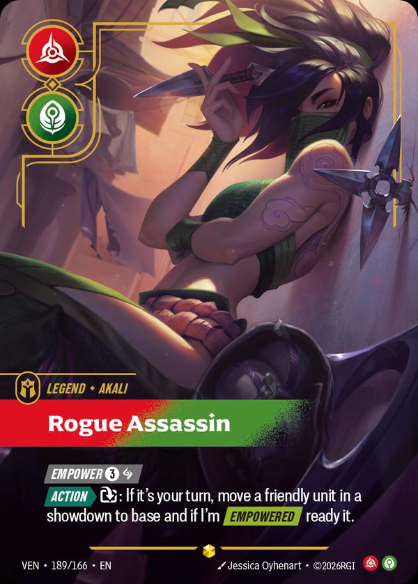Akali, Rogue Assassin (Overnumbered) — Riftbound card
