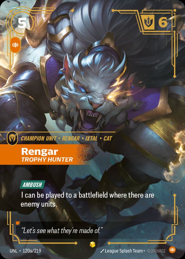Rengar, Trophy Hunter (Alternate Art) — Riftbound card