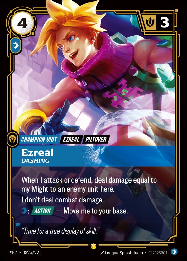 Ezreal, Dashing (Alternate Art) — Riftbound card