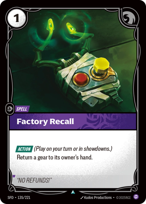 Factory Recall — Spiritforged #135, art by Kudos Productions