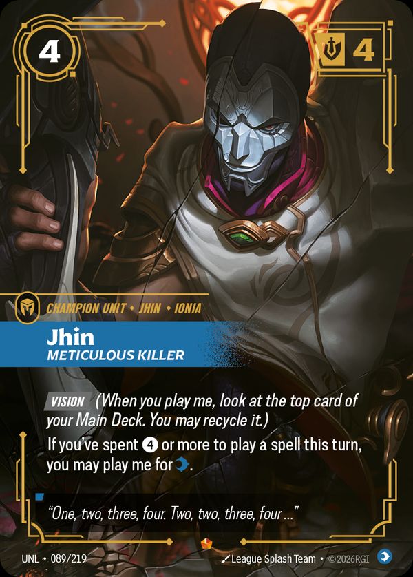 Jhin, Meticulous Killer — Riftbound card
