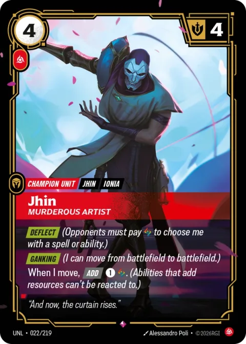 Jhin, Murderous Artist (진) UNL-022 영어판 카드 이미지