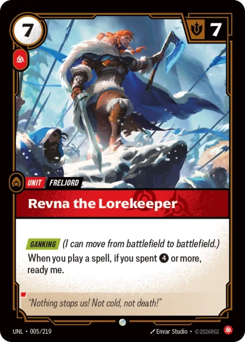 Revna the Lorekeeper UNL-005 영어판 카드 이미지