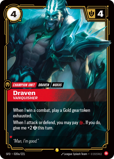 Draven - Vanquisher (Alternate Art) — Spiritforged #020a, art by League Splash Team
