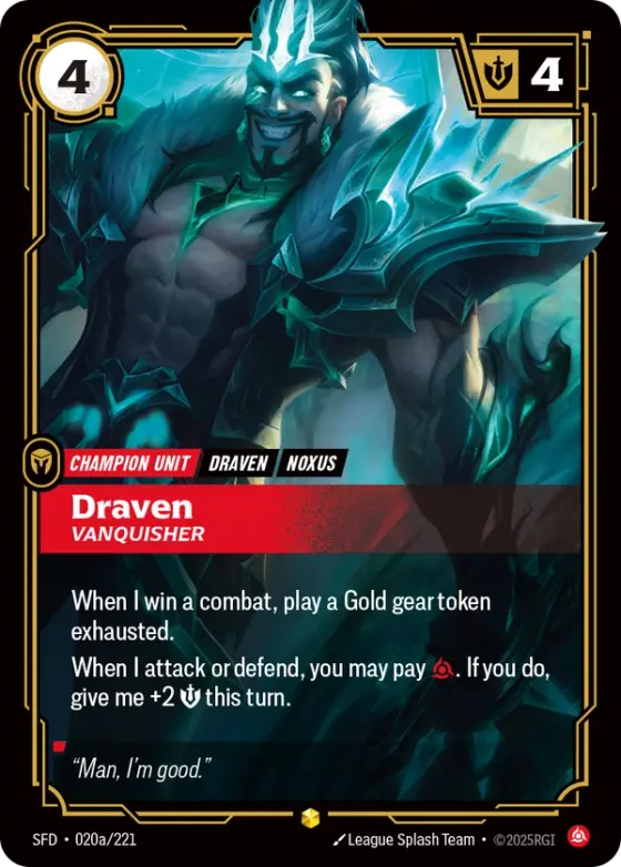Draven, Vanquisher (Alternate Art) SFD-020_p1 Alternate art printing