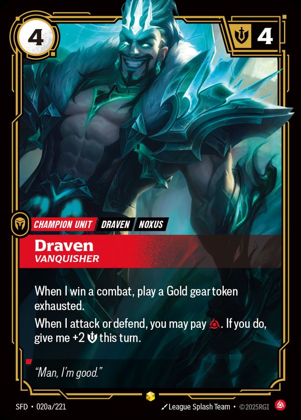 Draven, Vanquisher (Alternate Art) — Riftbound card