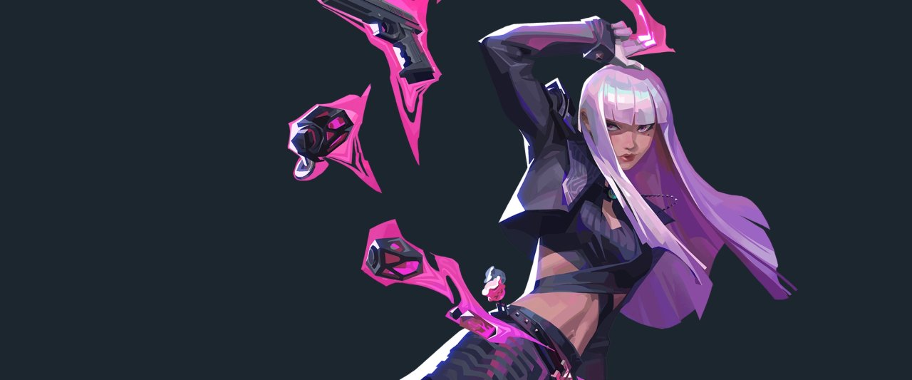 Splash art Hush VALORANT mengangkat senjata dengan kekuatan telekinesis