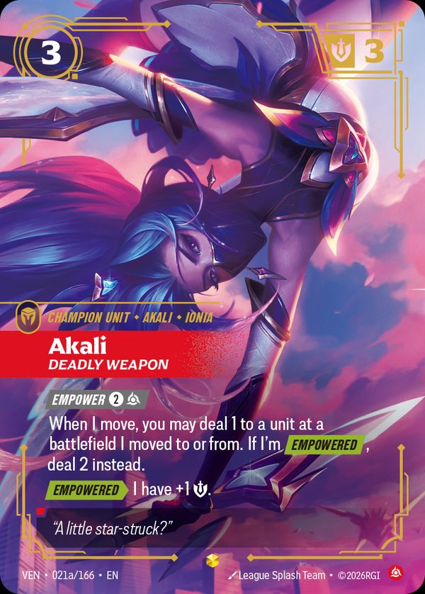 Akali, Deadly Weapon (Alternate Art) — Riftbound card