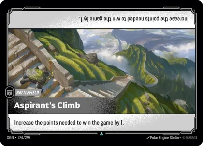 Riftbound Battlefield: Aspirant's Climb. Increase the points needed to win the game by 1.