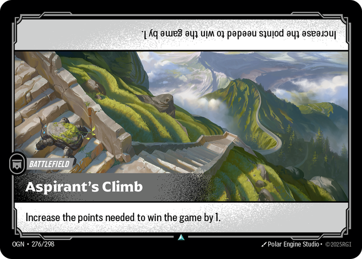 Aspirant's Climb — Riftbound Battlefield: Aspirant's Climb. Increase the points needed to win the game by 1.