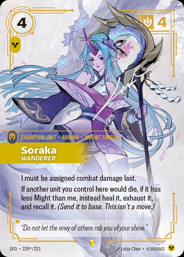 Soraka, Wanderer (Signature) — Riftbound card