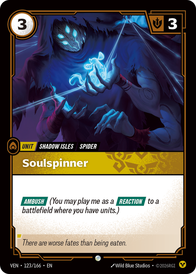 Riftbound Unit: Soulspinner. [Ambush] (You may play me as a [Reaction] to a battlefield where you have units.)