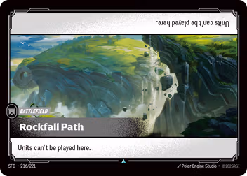 Riftbound Battlefield: Rockfall Path. Units can't be played here.