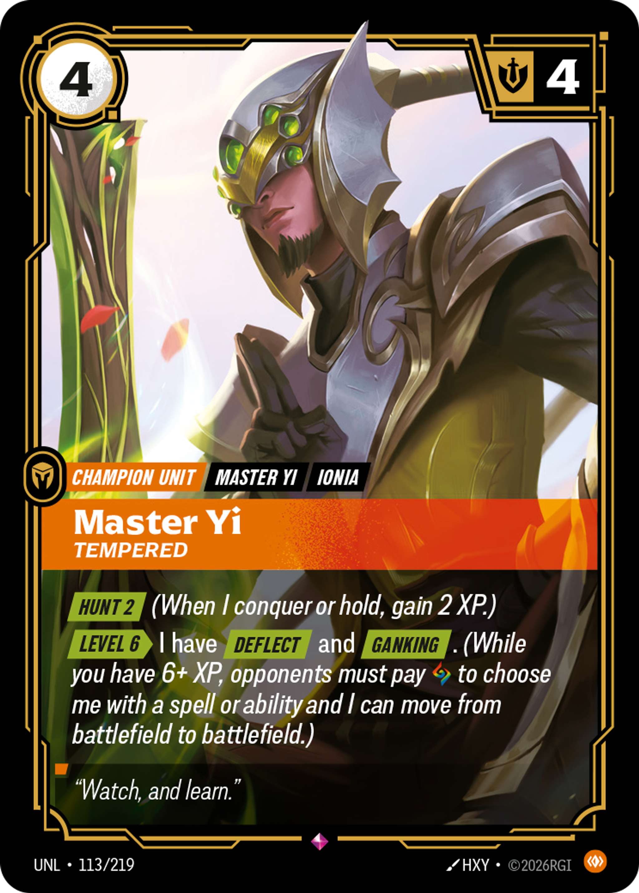 Master Yi, Tempered